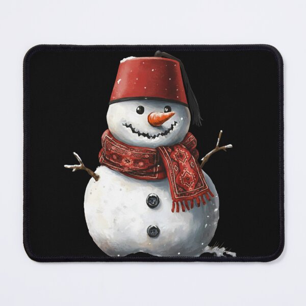 Item preview, Snowman with Red Fez Hat and Traditional Carpet Scarf designed and sold by designwiss.