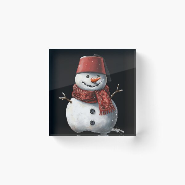 Item preview, Snowman with Red Fez Hat and Traditional Carpet Scarf designed and sold by designwiss.
