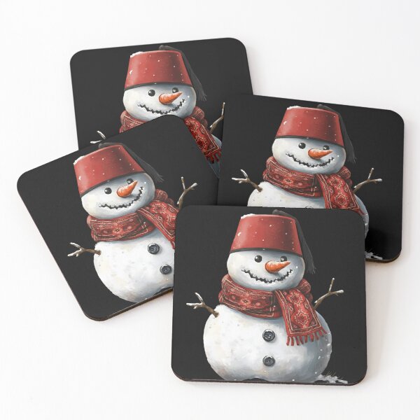 Item preview, Snowman with Red Fez Hat and Traditional Carpet Scarf designed and sold by designwiss.