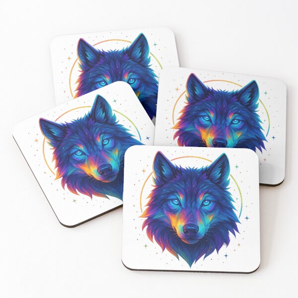 Item preview, Neon Cosmic Wolf | Vibrant Galaxy Glow Animal Art | Psychedelic Wolf Head designed and sold by GoldenDreamGallery.