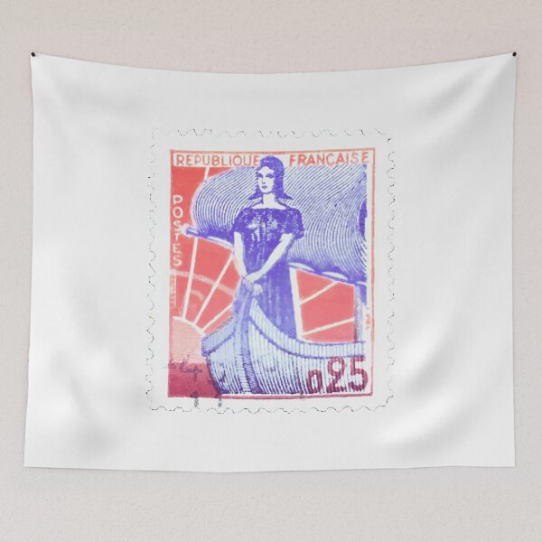 Item preview, Liberty Ship Vintage France Red Blue Postage Stamp designed and sold by red-amber65.