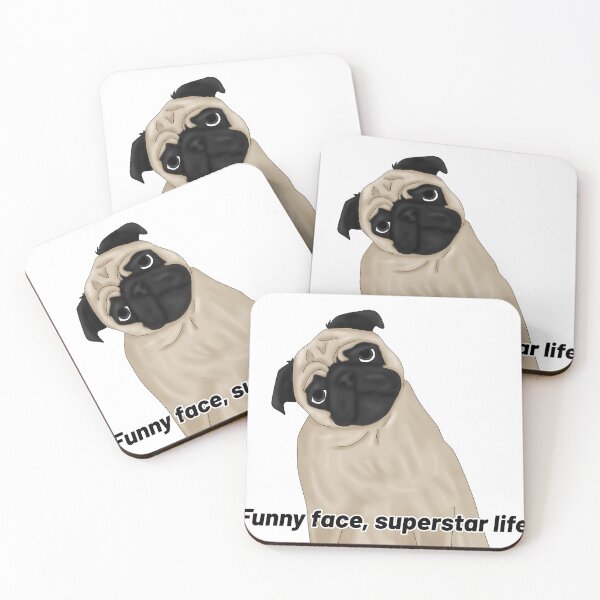 Item preview, Pug – “Funny Face, Superstar Life” – Cute & Funny Dog Semirealistic Design designed and sold by Crack-in-Colors.
