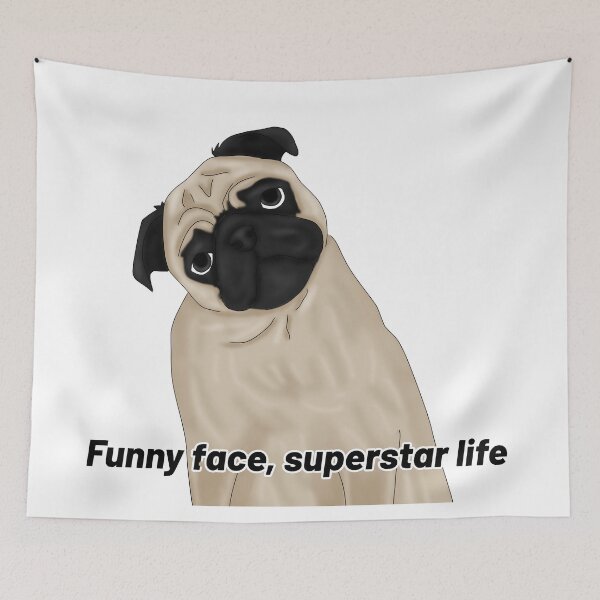 Item preview, Pug – “Funny Face, Superstar Life” – Cute & Funny Dog Semirealistic Design designed and sold by Crack-in-Colors.