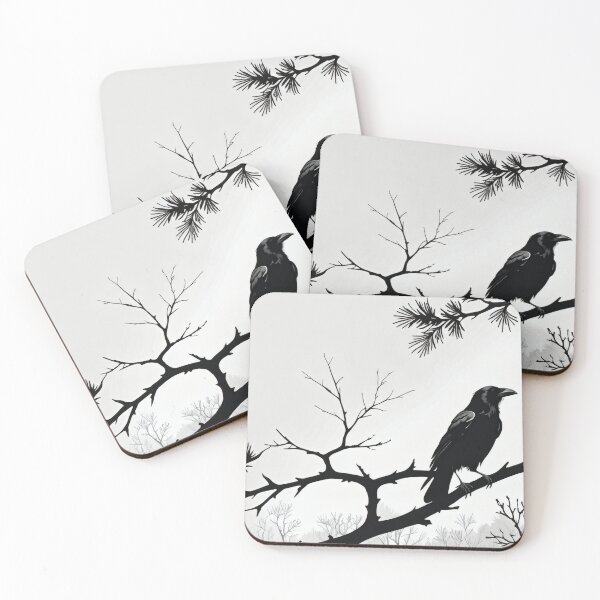 Item preview, Gothic Raven Silhouette – Minimal Black Crow Illustration designed and sold by Visualynx.
