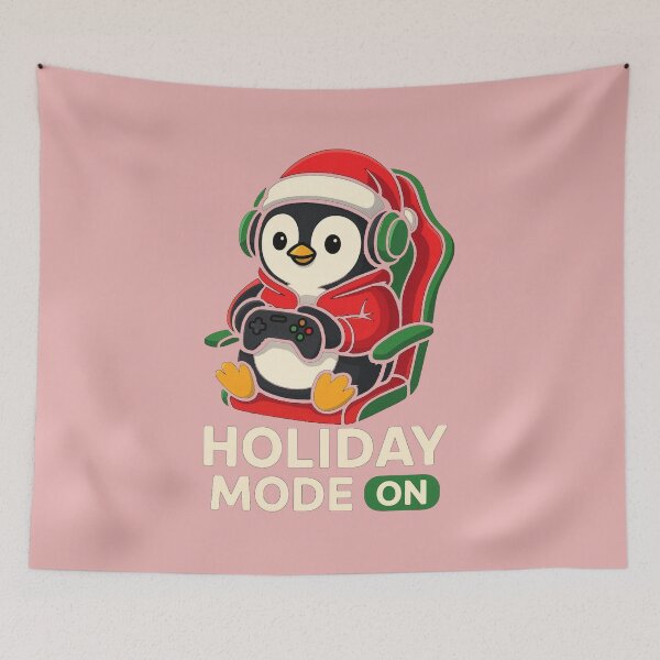 Item preview, Holiday Mode ON Gaming Penguin Christmas Cute Gamer T-Shirt designed and sold by KDesignCrafts.