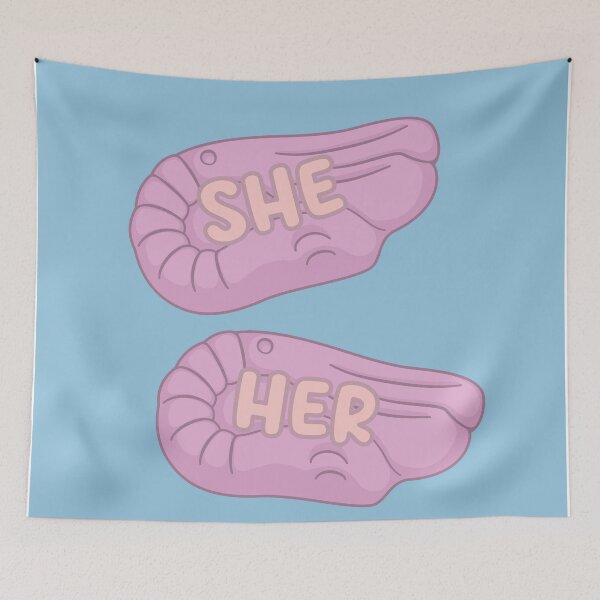 Item preview, Foam Shrimps She/Her Pronouns designed and sold by MoonMint.