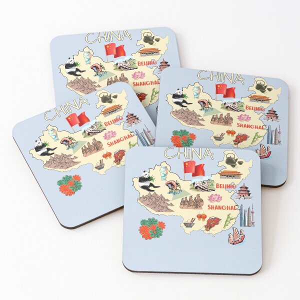 Item preview, China Map Collage: Great Wall, Panda, Dragon & Travel Icons designed and sold by mashmosh.
