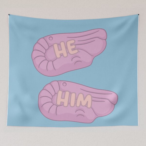 Item preview, Foam Shrimp He/Him Pronouns designed and sold by MoonMint.