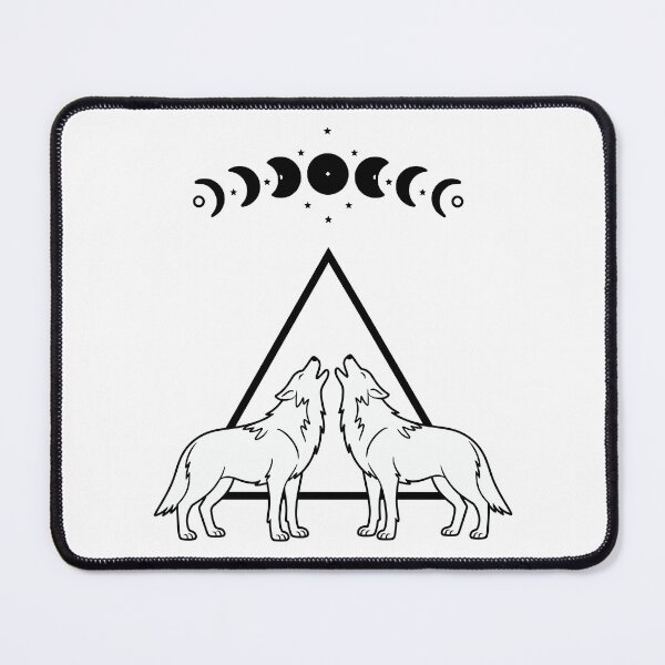 Item preview, Twin Wolves with Moon Phases designed and sold by CosmicCutouts.