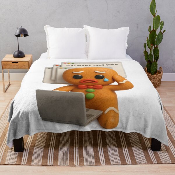 Item preview, Cute Overworked Gingerbread Man - Too Many Tabs Open | Kawaii Office Humor Gift Art designed and sold by Moons Studio.