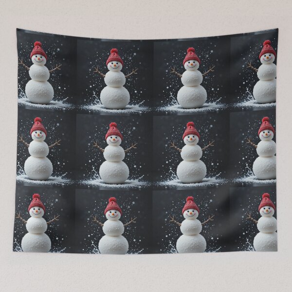 Item preview, Playful Snowman with Red Hat – Festive Winter Holiday Illustration designed and sold by PixelVibe782.