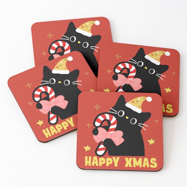 Item preview, Black Cat Happy Christmas Candy Cane Hug designed and sold by Lu7u.