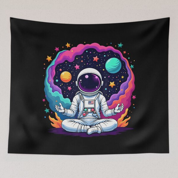 Item preview, Funny Astronaut Yoga Meditation Planets Science Space designed and sold by JeneMindy.