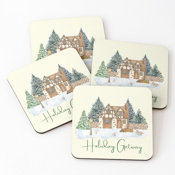 Item preview, Cozy Christmas Cabin Holiday Getaway Scene designed and sold by Inkworksbyshery.