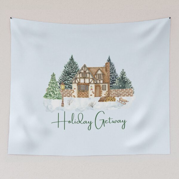 Item preview, Cozy Christmas Cabin Holiday Getaway Scene designed and sold by Inkworksbyshery.