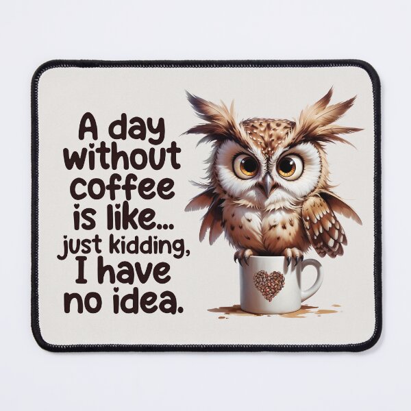 Item preview, Adorable Owl "A Day Without Coffee" Funny Quote designed and sold by QuirkySpark.