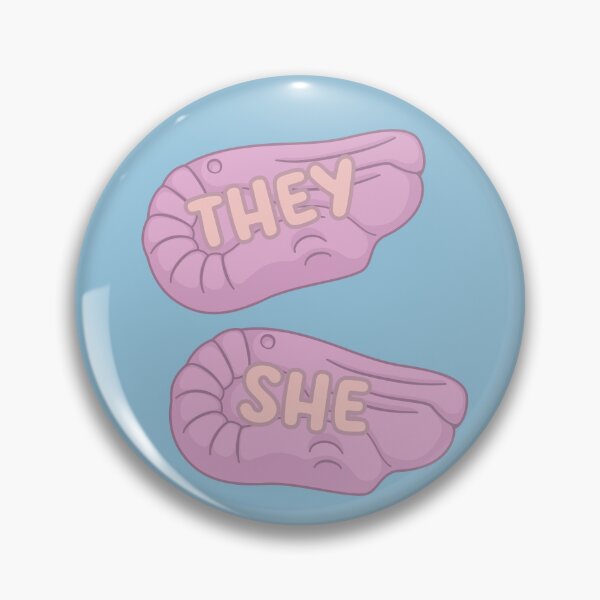 Item preview, Foam Shrimps They/She Pronouns designed and sold by MoonMint.
