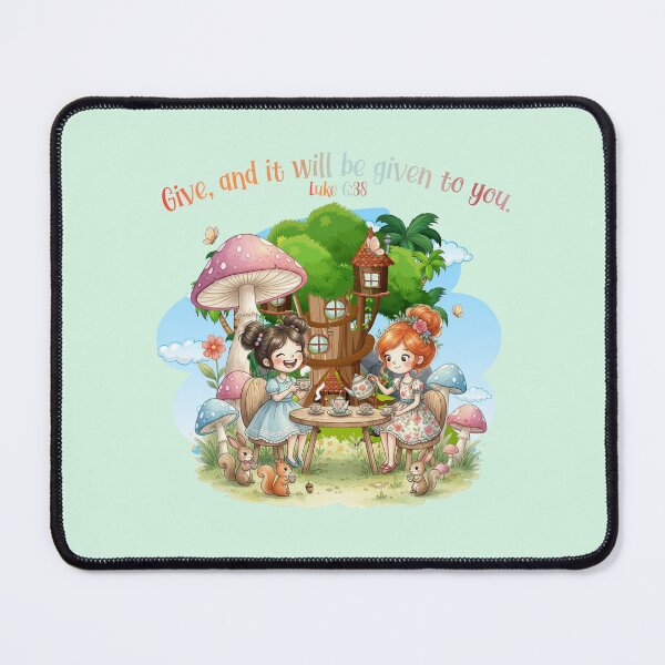 Item preview, Kawaii Woodland Tea Party – Luke 6:38 “Give and It Will Be Given” Bible Verse Art | Cute Christian Pastel Illustration designed and sold by AmenAlways.