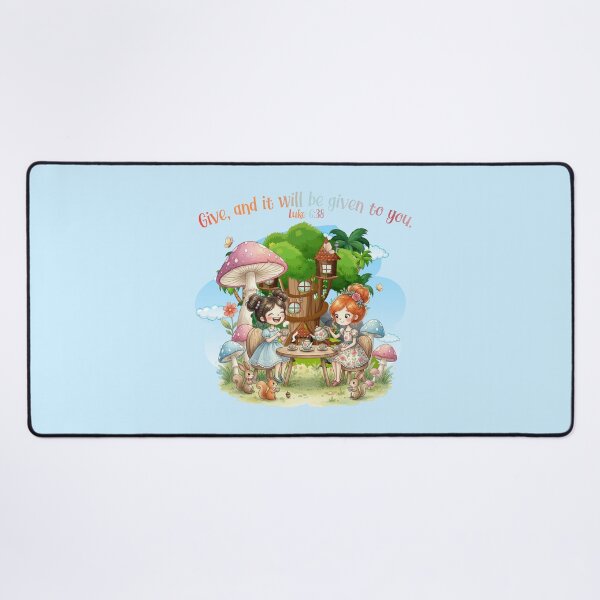 Item preview, Kawaii Woodland Tea Party – Luke 6:38 “Give and It Will Be Given” Bible Verse Art | Cute Christian Pastel Illustration designed and sold by AmenAlways.