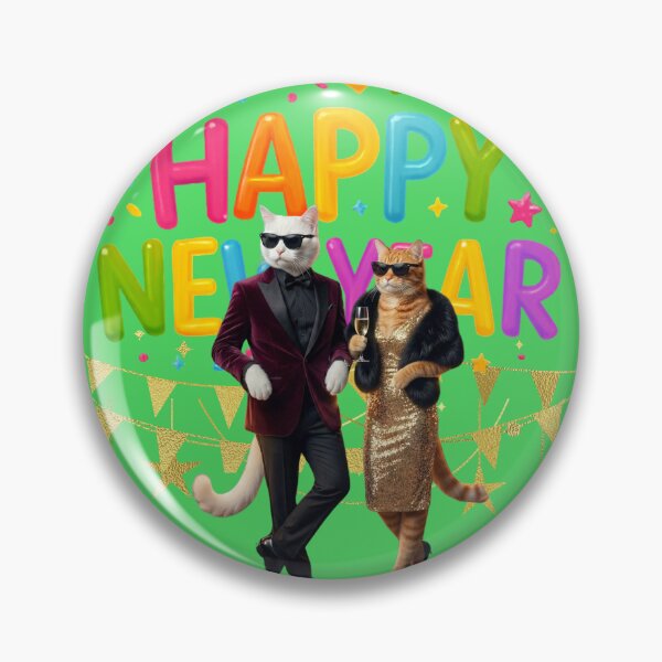 Item preview, Glamorous Cat Couple New Year 2026 | Cool Party Cats in Fancy Outfits designed and sold by E-SarnEdge.