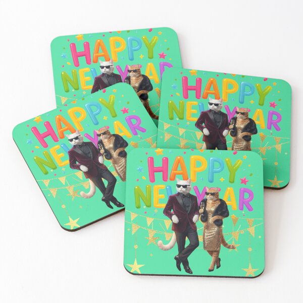 Item preview, Glamorous Cat Couple New Year 2026 | Cool Party Cats in Fancy Outfits designed and sold by E-SarnEdge.