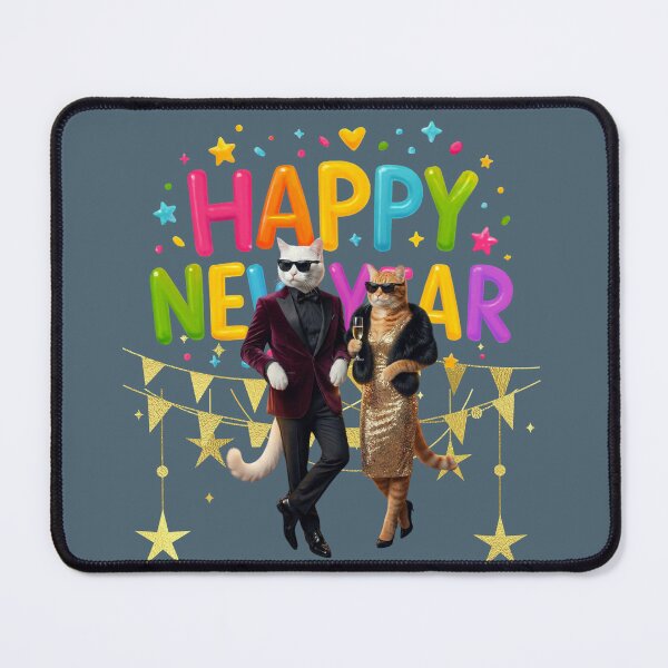 Item preview, Glamorous Cat Couple New Year 2026 | Cool Party Cats in Fancy Outfits designed and sold by E-SarnEdge.