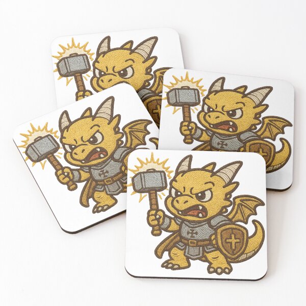 Item preview, Cute Angry Baby Dragon Paladin Embroidered Sticker | Dungeons and Dragons Chibi Fantasy Art designed and sold by Gurjeetpixelart.