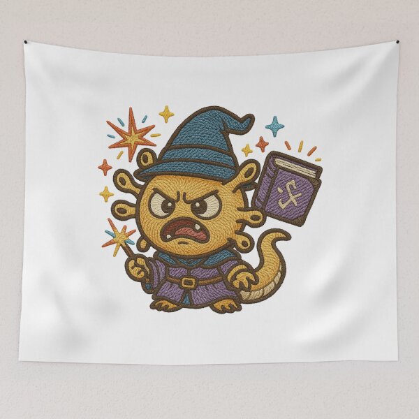 Item preview, Cute Angry Beholder Wizard Embroidered Sticker | D&D Chibi Monster Art designed and sold by Gurjeetpixelart.
