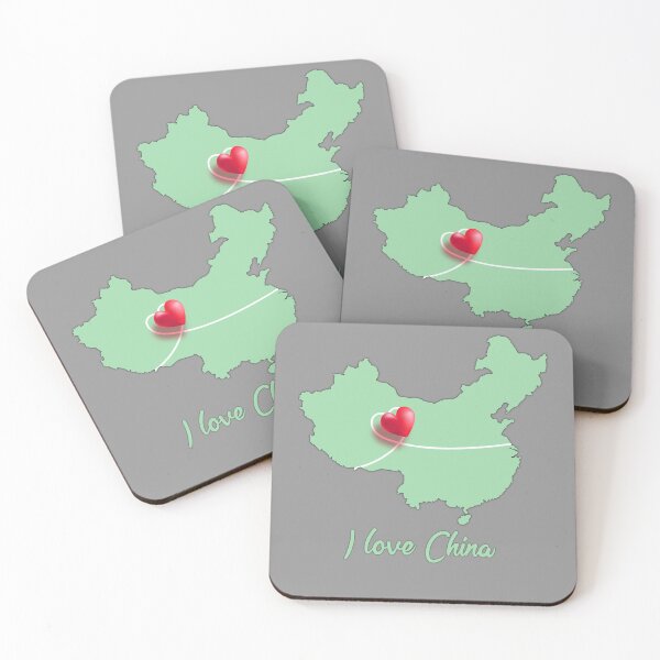 Item preview, I Love China Mint Green Map with Red Heart designed and sold by mashmosh.
