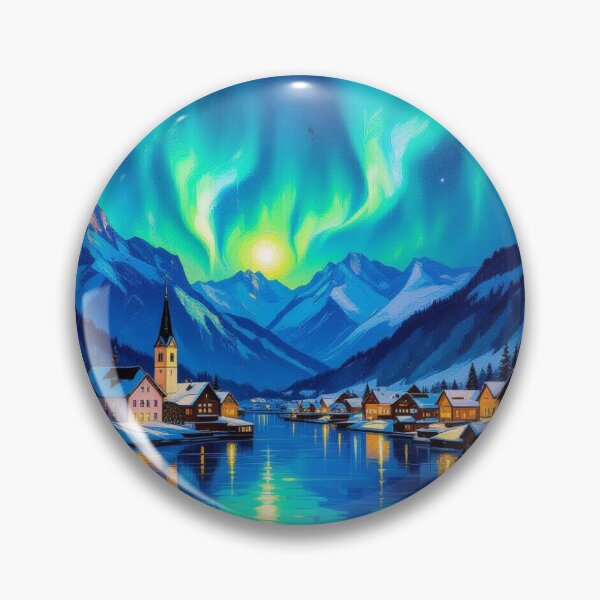 Item preview, Aurora Village Dreams – winter magic, glowing windows & poetic silence in snowy mountain light designed and sold by FotoworldEdel.