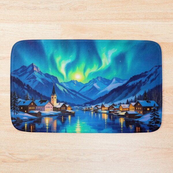 Item preview, Aurora Village Dreams – winter magic, glowing windows & poetic silence in snowy mountain light designed and sold by FotoworldEdel.