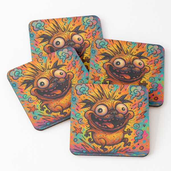 Item preview, Explosive Psychedelic Pug — Crazy Neon Cartoon Dog designed and sold by Darlin8888.