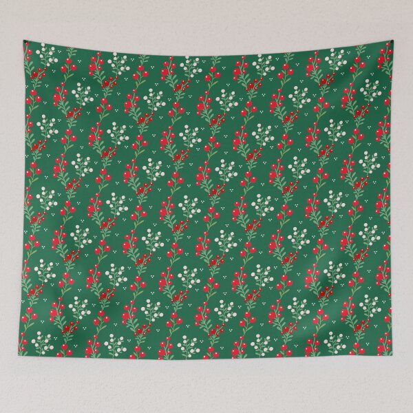 Item preview, Christmas festive winter red white berries holiday green designed and sold by Nicola-Rowe.