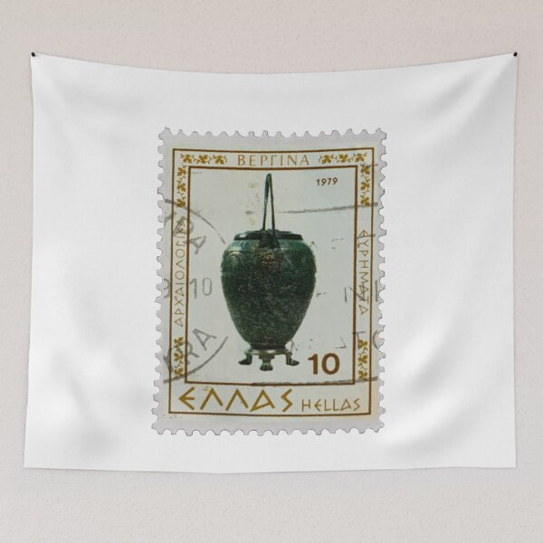 Aperçu de l'œuvre Timbre-poste vintage représentant une urne grecque (Hellas) créée et vendue par red-amber65.