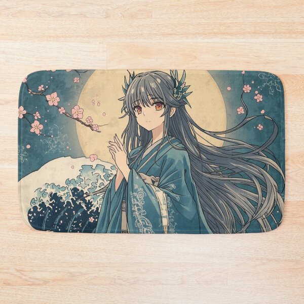 Item preview, Moonlit Tide Goddess – Anime Ukiyo-e Water Spirit & Cherry Blossoms designed and sold by Vandy Fullam.