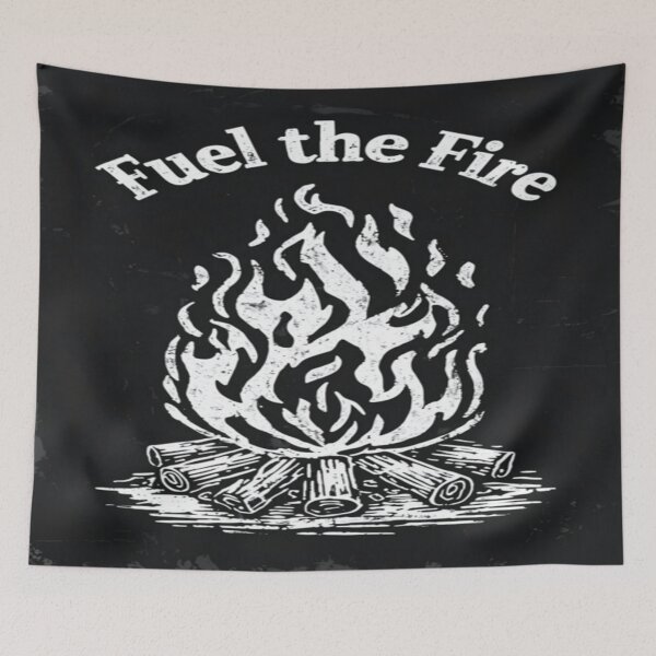 Item preview, Fuel the Fire Campfire Poster – Rustic Motivational Art in Black and White designed and sold by Bright Nest Studio.