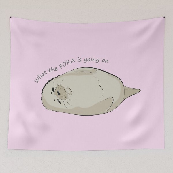 Item preview, What the FOKA is going on" Funny Seal Pun Meme Design designed and sold by SKETCHYANDGRAPHIC.