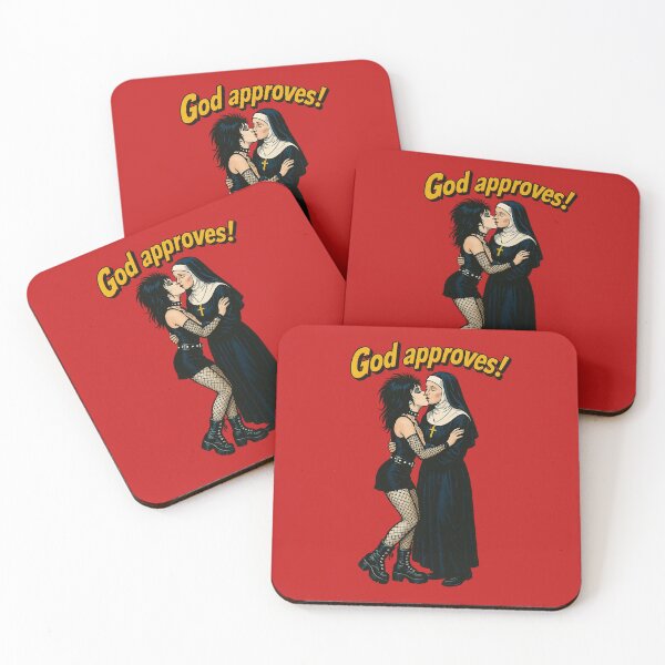 Item preview, Gothic Retro Embrace – Nun & Goth Girl Symbolic Art designed and sold by The Devil's Bargain.