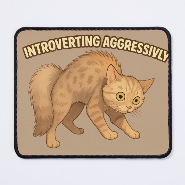 Item preview, Introverting Aggressively – Funny Anxious Cat Illustration designed and sold by MagicMeow1.