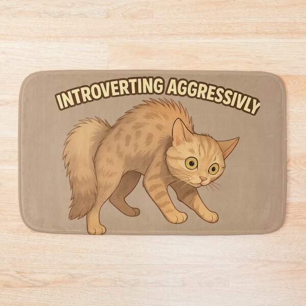 Item preview, Introverting Aggressively – Funny Anxious Cat Illustration designed and sold by MagicMeow1.