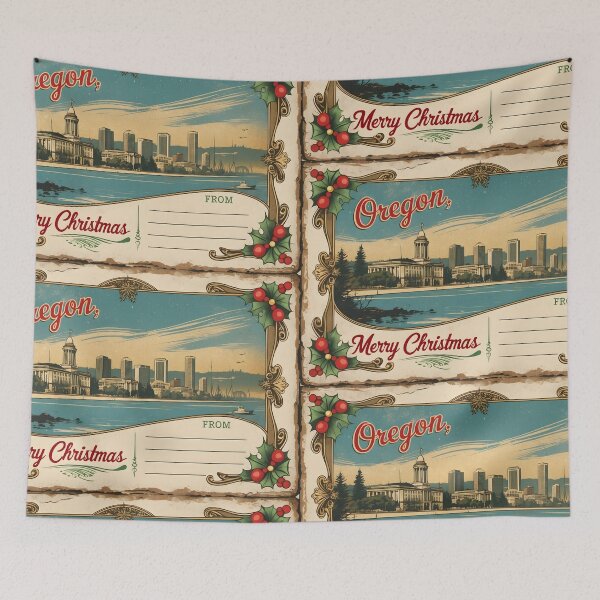 Item preview, Merry Christmas From Oregon USA Postcard Greetings Retro Travel Vintage designed and sold by TravelPostcardGems.