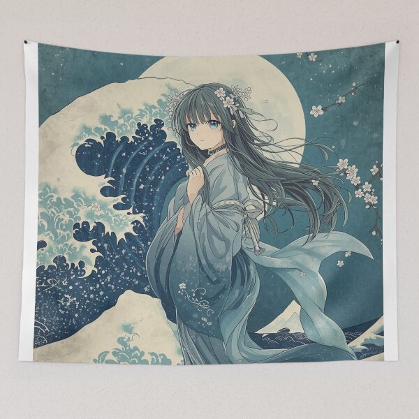 Item preview, Sakura Wave Empress – Celestial Anime Water Goddess in Ukiyo-e Style designed and sold by Vandy Fullam.
