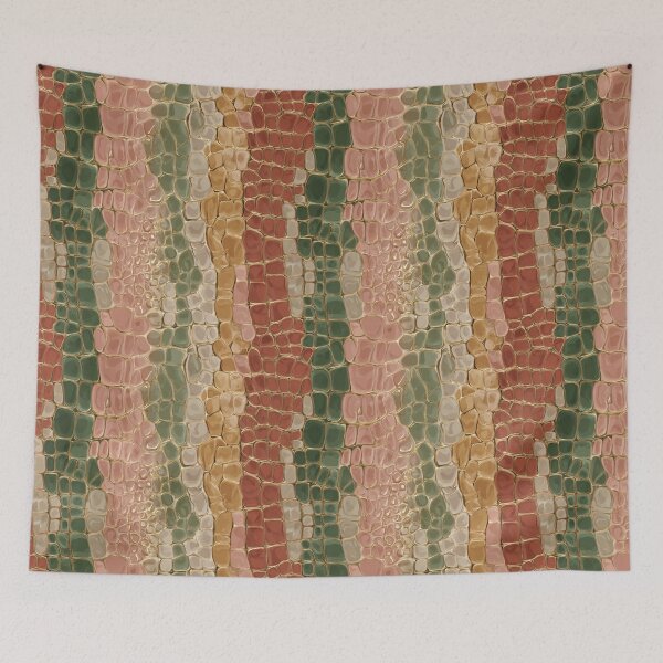 Item preview, Colorful Vibrant Crocodile Skin Texture For Jungle Theme Fan designed and sold by RoyalStarsPatts.
