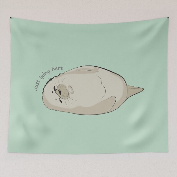 Item preview, "Just Lying Here" Cute Seal Meme  designed and sold by SKETCHYANDGRAPHIC.