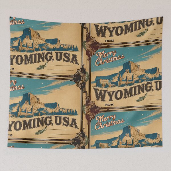 Item preview, Merry Christmas From Wyoming USA Postcard Greetings Retro Travel Vintage designed and sold by TravelPostcardGems.