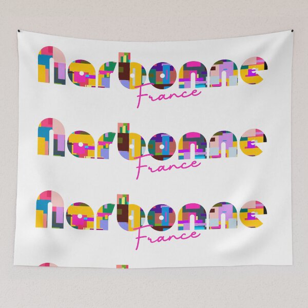 Item preview, Narbonne, France, Vibrant Abstract City Typography Art designed and sold by Wanderful-roads.