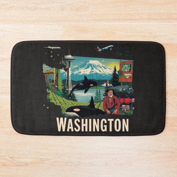 Item preview, Washington State Icons Collage | Retro Travel Art Print designed and sold by TitanRN.