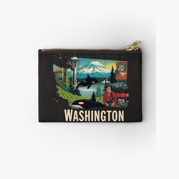 Item preview, Washington State Icons Collage | Retro Travel Art Print designed and sold by TitanRN.