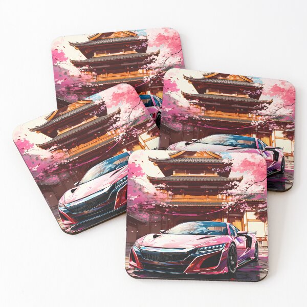 Item preview, Legendary sports car framed by temple and cherry blossoms designed and sold by RevUpDesign.