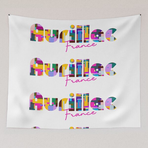 Item preview, Aurillac, France, Vibrant Abstract City Typography Art designed and sold by Wanderful-roads.